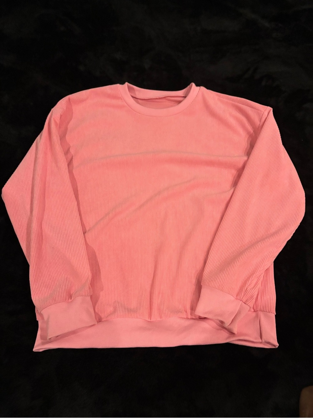 Pink Ribbed Long Sleeve Sweatshirt